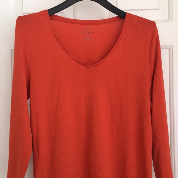 Charter Club Women’s Top M Orange Fall Tee 3/4 Sleeves T-shirt - Picture 2 of 6